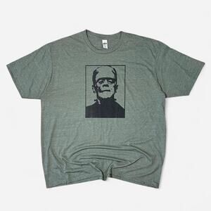 Frankestins monster screen printed on green 707 blank skate grunge horror